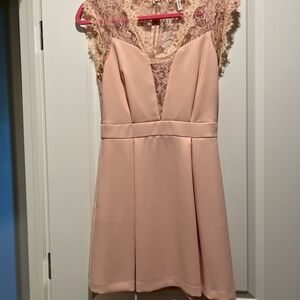 BCBGeneration Pink A-line Mini Dress with Cap Sleeves